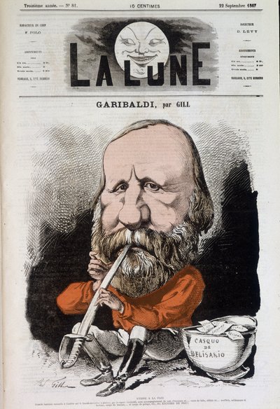 Giuseppe Garibaldi (1807-1882), Himnusz a békéhez – Gill, a „The Moon” című filmben, 1867.09.22. alkotó: Andre Gill