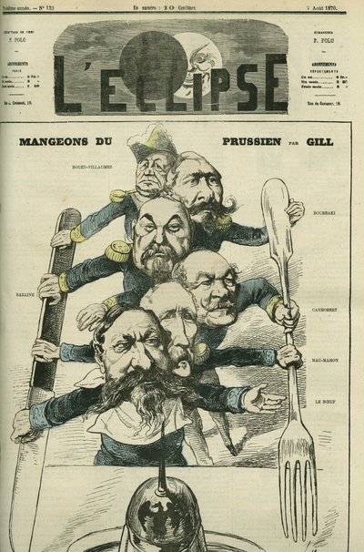Együnk poroszul Le Boeuf (1806-1893), Mac-Mahon (1808-1893), Francois Achille Bazaine (Francois-Achille) tábornokkal alkotó: Andre Gill