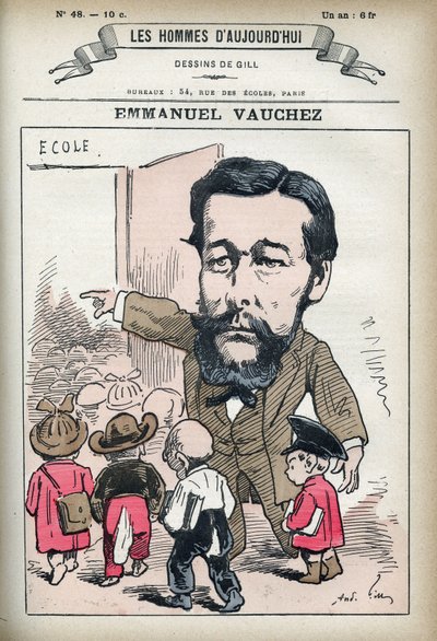 Emmanuel Vauchez francia politikus portréja. Gill karikatúrája, Párizs. alkotó: Andre Gill