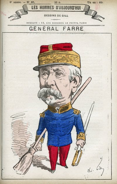 Jean Joseph Frederic Albert Farre (1816-1887) francia katona portréja, 1870-ben tábornokká és hadügyminiszterré nevezték ki. Gill, Párizs rajzfilmje. alkotó: Andre Gill