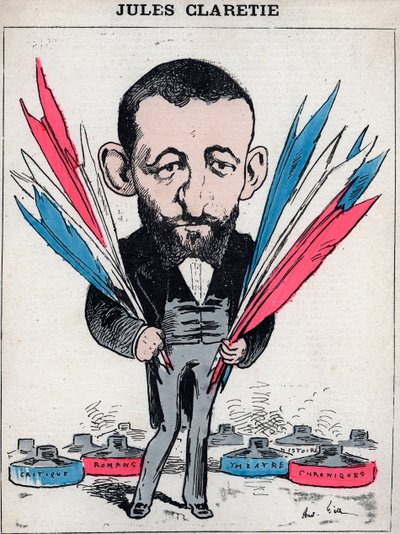 Jules Claretie (1840-1913), francia regényíró, drámaíró és kritikus portréja – Andre Gill karikatúrája a „Les Hommes d
