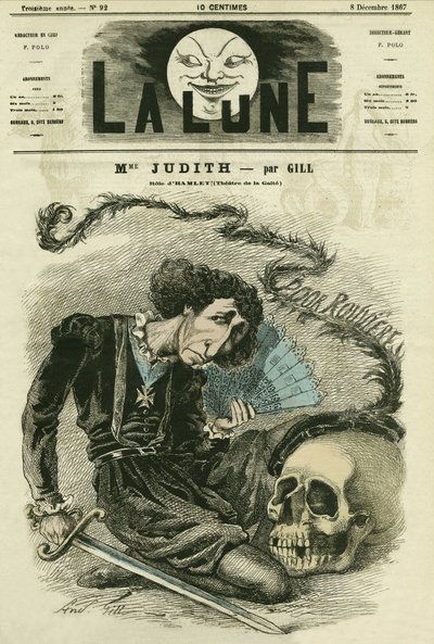 Madame Judith (1827-? ), francia színész portréja. Gill rajzfilmje a „La Lune”-ban, december 8 alkotó: Andre Gill