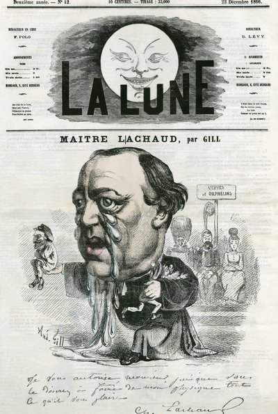 Maitre Charles Lachaud (1817-1882) francia ügyvéd portréja. Gill rajzfilmje a „” The Moon” című filmben, december 23 alkotó: Andre Gill