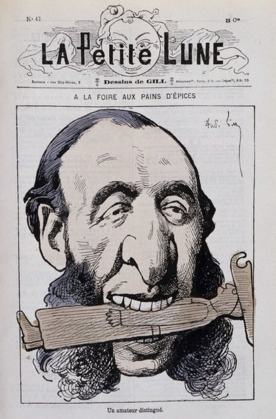 A mézeskalács vásár, jeles amatőr: Jules Ferry antiklerikális karikatúrája – A kis holdban” alkotó: Andre Gill