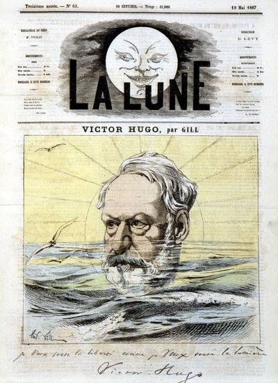 Victor Hugo – Gill, a „” La Lune” című filmben, 1867.05.19. alkotó: Andre Gill