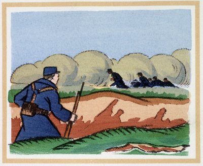 1915. április 22.: A németek aszfixiáns gázokat használnak – Andre Helle (1871-1945) „A hősi órák könyve 1914/1918” című könyvében alkotó: Andre Helle