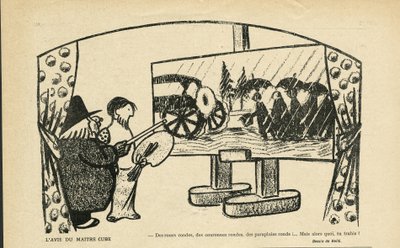 Andre Helle (1875-1945) illusztrációja a Le Smile-ban, 12. szám, 13.03.20. - A kocka mester véleménye - Művészet, Avantgárd, Kubizmus alkotó: Andre Helle
