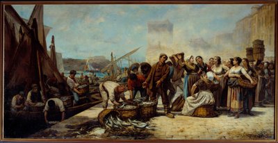 A halászok érkezése a marseille-i Quai Saint Jean-hoz Andre Marius Guindon (1830-?) festménye 19. századi Marseille, Szépművészeti Múzeum alkotó: Andre Marius Guindon