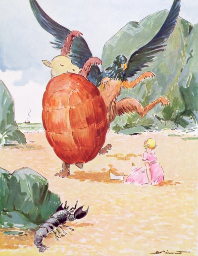Alice, a grifóna és az álteknős, illusztráció Lewis Carroll (1832-98) „Alice Csodaországban” című művéből, az Editions Delagrave, Párizs alkotó: Andre Pecoud
