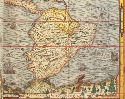 Dél-Amerika térképe a Cosmographie-tól, Andre Thevet alkotó: Andre Thevet