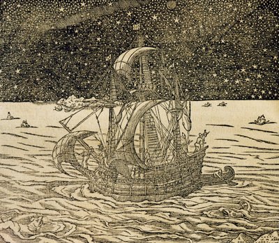 Tengerészek északi útvonalon, metszet az Univerzális Kozmológiából, Andre Thevet (1504-1592), Párizs alkotó: Andre Thevet