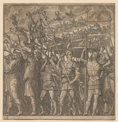 Julius Caesar diadala: A háború képeit hordozó katonák, 1593-99. alkotó: Andrea Andreani