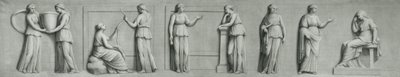 Grisaille-tábla, amely női alakokat, köztük múzsákat ábrázol alkotó: Andrea Casali