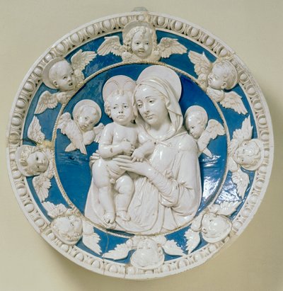 Körben Madonnával és gyermekével alkotó: Andrea Della Robbia