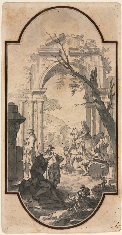Diadalív és alakok, 1700-as évek első fele. alkotó: Andrea Locatelli