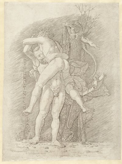 Hercules en Antaeus A legyőzhetetlen Herkules isten (cím a tárgyon) alkotó: Andrea Mantegna (school of)