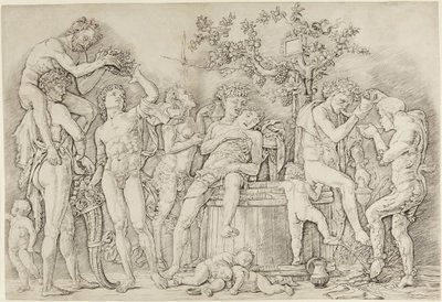 Bakkánál borpréssel alkotó: Andrea Mantegna