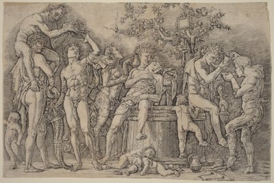 Bacchanália boroskáddal alkotó: Andrea Mantegna