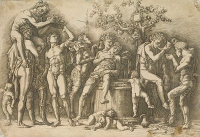 Bacchanal boroskáddal, 1470-90 körül (metszet és szárazhús) alkotó: Andrea Mantegna