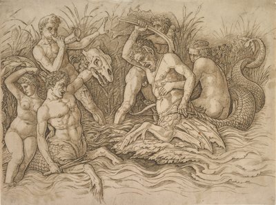 Tengeristenek csatája, jobb fele, kb. 1485-88. alkotó: Andrea Mantegna