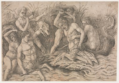 A tengeri istenek csatája – jobb oldali rész, c. 1485-88. alkotó: Andrea Mantegna