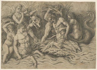 A tengeri istenek csatája: a fríz jobb fele alkotó: Andrea Mantegna