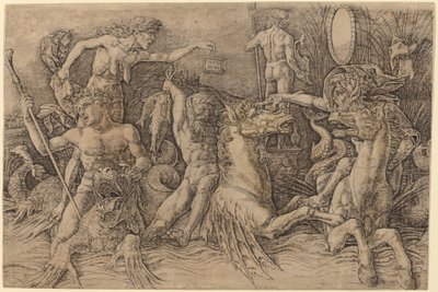 A tengeri istenek csatája [bal fele] alkotó: Andrea Mantegna
