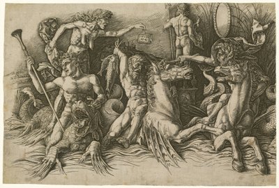 A tengeri istenek csatája [bal fele] alkotó: Andrea Mantegna