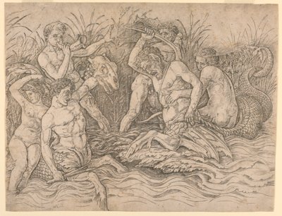 A tengeri istenek csatája, jobb fele alkotó: Andrea Mantegna
