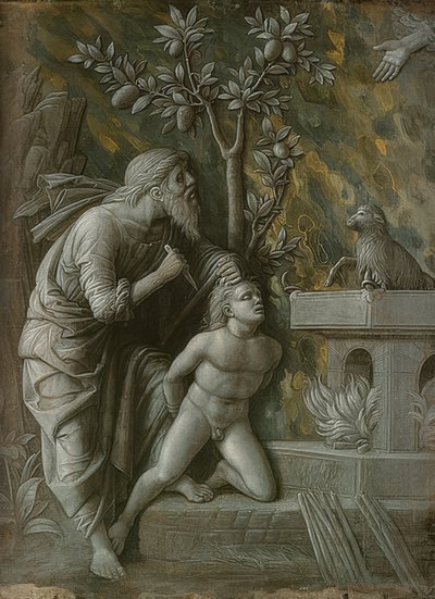 Izsák áldozata. 1490-95 körül alkotó: Andrea Mantegna
