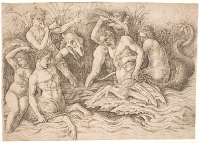 A tengeri istenek csatája, jobb fele alkotó: Andrea Mantegna