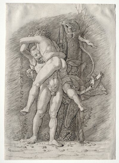 Herkules és Antaeus, 1400-as évek. alkotó: Andrea Mantegna