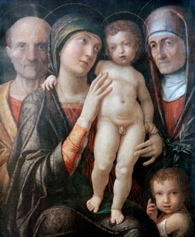 Szent Család Szent Erzsébettel és Keresztelő Szent Jánossal gyermekként, 1495-1500 alkotó: Andrea Mantegna