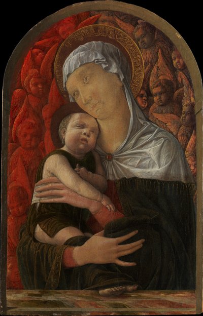 Madonna és gyermek Szeráfokkal és Kerubokkal, kb. 1454. alkotó: Andrea Mantegna