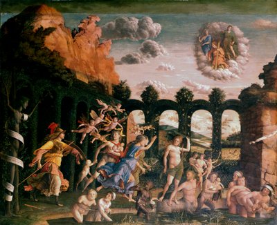 „Minerva üldözi a bűnöket az erény kertjéből”, c1502 alkotó: Andrea Mantegna