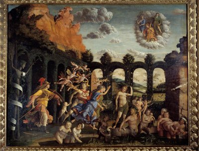 Minerve üldözi satuit a Vertu kertből Andrea Mantegna (1431-1506) festménye, 15. század V. 1,6x1,92 m alkotó: Andrea Mantegna