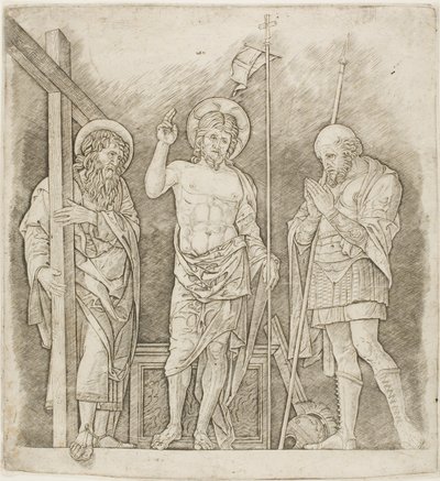 Feltámadt Krisztus Szent András és Longinus között alkotó: Andrea Mantegna