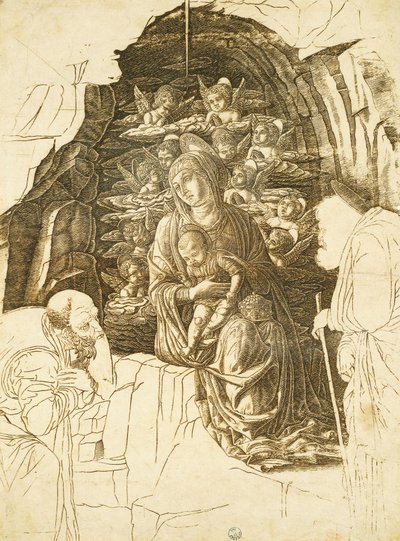 Andrea Mantegna (1431-1506) Tanulmány a Mágusok imádásához, rajz alkotó: Andrea Mantegna