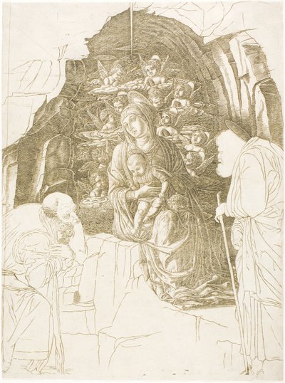A mágusok imádása (A barlang szűze) alkotó: Andrea Mantegna