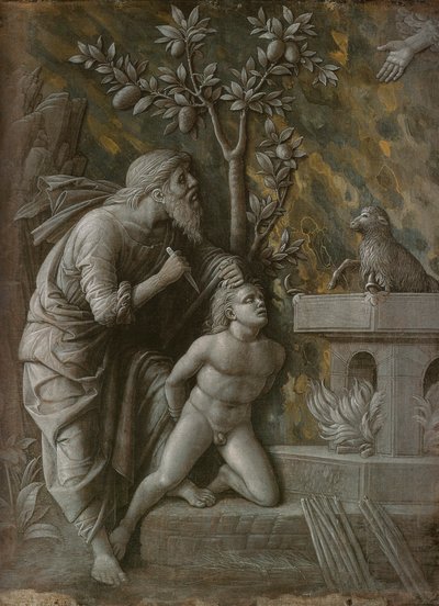 Izsák feláldozása, 1490-1495 körül alkotó: Andrea Mantegna
