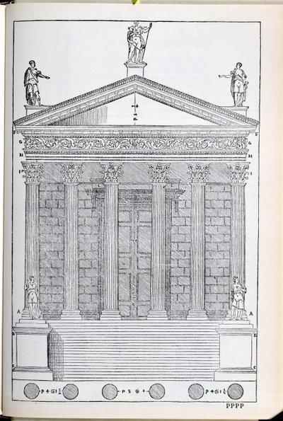 Nimes-i templom domborzata, illusztráció a Palladio által írt „I Quattro Libri dell