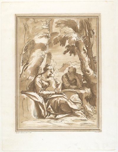 Pihenjen az egyiptomi repülésen alkotó: Andrea Scacciati after Agostino Carracci