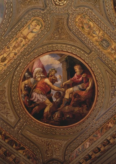 A Birodalom allegóriája, a könyvtár mennyezetéről, 1556 alkotó: Andrea Schiavone