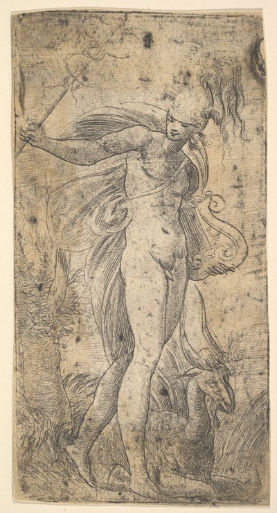 Mercury áll, jobb kezében cadecus, baljában líra, kb. 1536-40. alkotó: Andrea Schiavone
