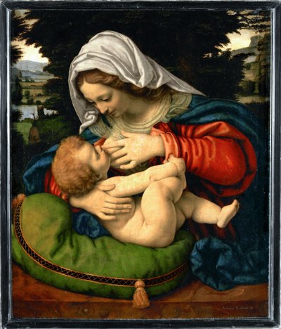 La Vierge au coussin vert - Madonna zöld párnával ... alkotó: Andrea Solario