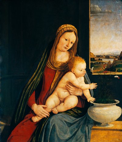 Madonna és gyermeke vagy a Szegfű Madonnája alkotó: Andrea Solario