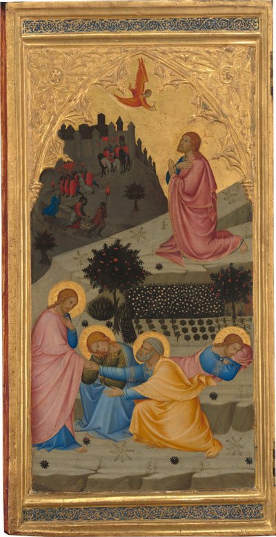 Jelenetek Krisztus szenvedéséből: A kerti agónia [bal oldali panel]. alkotó: Andrea Vanni