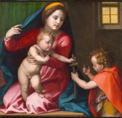 Madonna és gyermeke Keresztelő Szent Jánossal, 1528 körül (olaj, tábla) alkotó: Andrea del Sarto