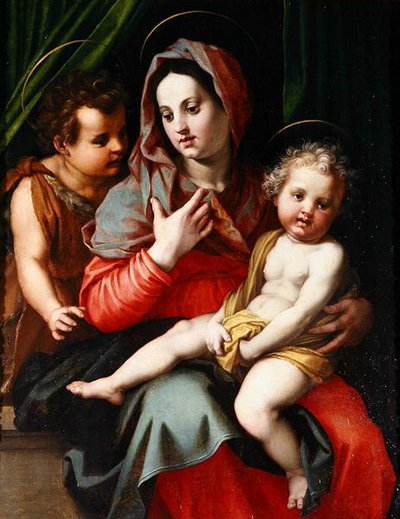 Madonna és gyermek Szent Jánossal (olaj, panel) alkotó: Andrea del Sarto