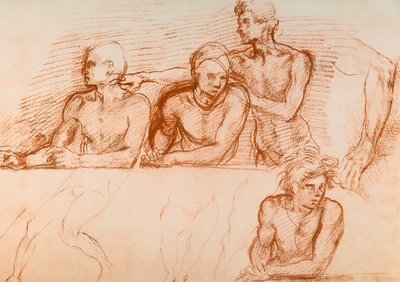 Tanulmány az apostolokról San Salvi utolsó vacsorájára, Andrea del Sarto rajza. Rajzok és nyomatok kabinetje, Uffizi Galéria, Firenze alkotó: Andrea del Sarto